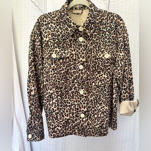Leopard print corduroy lightweight jacket